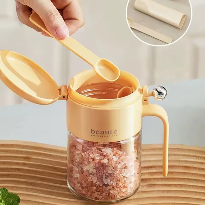 GlassSavor Airtight Spice Jar with Built-in Spoon