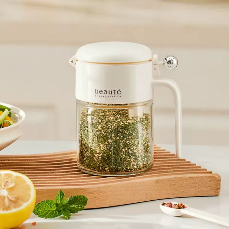 GlassSavor Airtight Spice Jar with Built-in Spoon