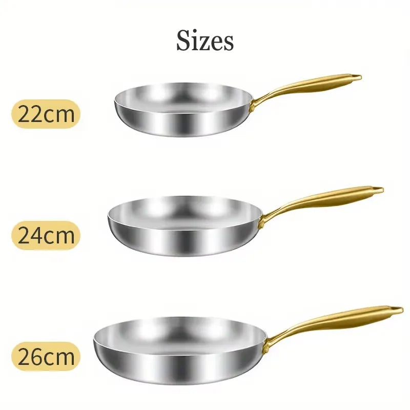 RoyalSteel 316 Stainless Steel Frying Pan with Gold Handle