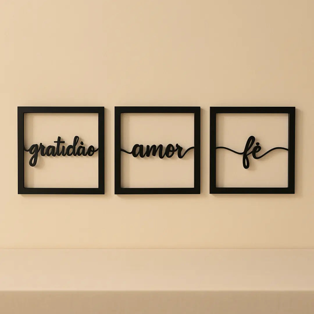 Trio Decorativo Fé, Amor & Gratidão