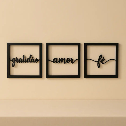 Trio Decorativo Fé, Amor & Gratidão