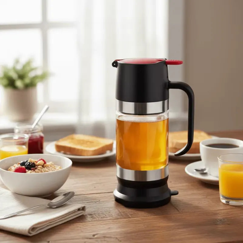 HoneyFlow Glass Honey Dispenser with Anti-Drip System