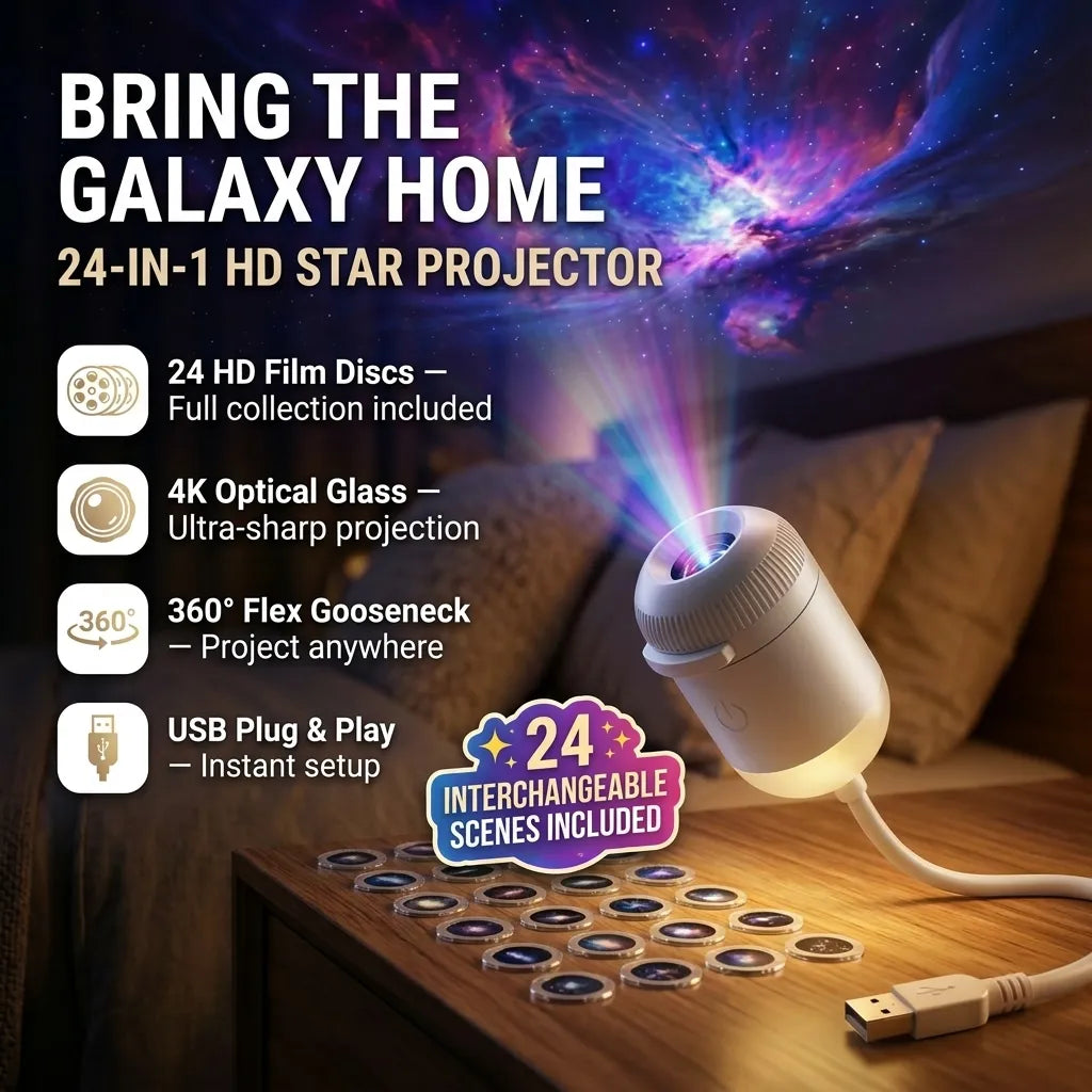 Plug & Play HD Projector with 24 HD Glass Discs