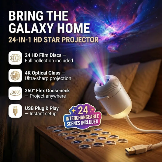 Plug & Play HD Projector with 24 HD Glass Discs