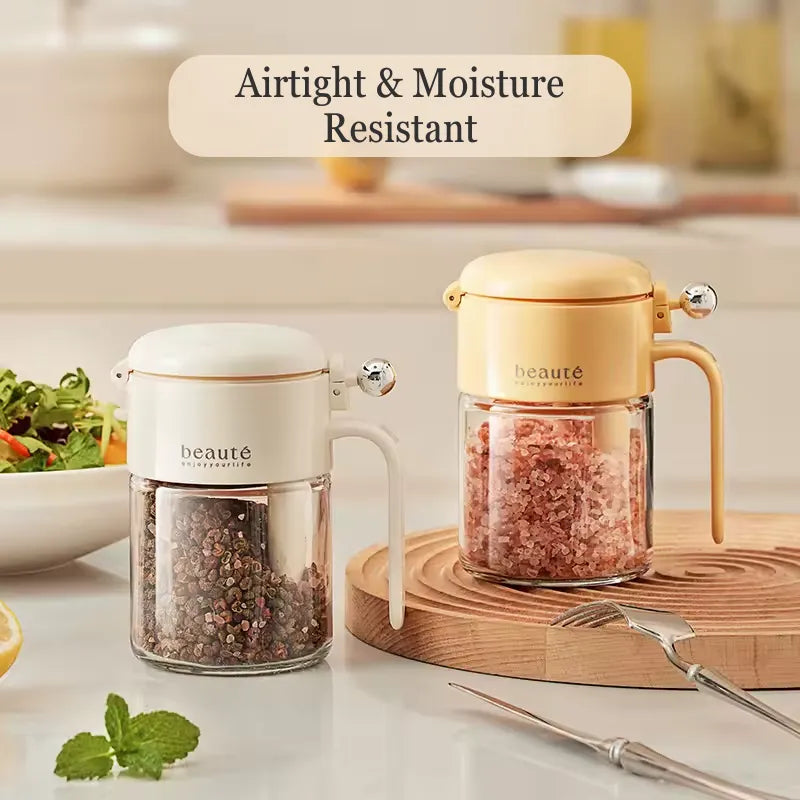 GlassSavor Airtight Spice Jar with Built-in Spoon