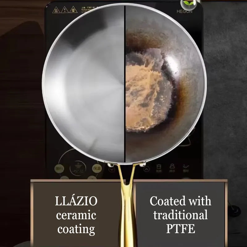RoyalSteel 316 Stainless Steel Frying Pan with Gold Handle