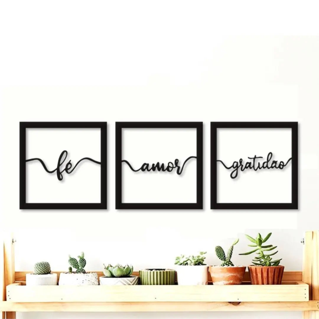 Trio Decorativo Fé, Amor & Gratidão