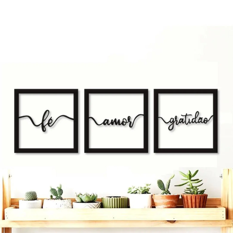 Trio Decorativo Fé, Amor & Gratidão